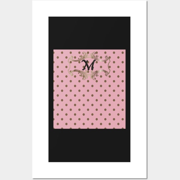 Monogrammed Pink Dots Design Wall Art by tamdevo1